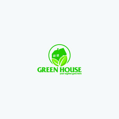 green house vector logo illustration perfect good for nature logo buildings flat color style with and green.