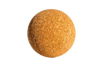 Nice brown cork ball isolated on a white isolated background,close up.