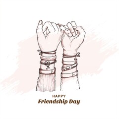 Happy friendship day hand draw sketch hand holding background