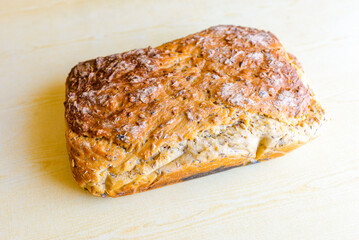 Food supply crisis. Problems with the supply of wheat and flour. Global food crisis.Indoors shot.Bread on the table.