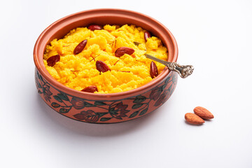 Badam Halwa or sheera also known as Almond Halwa is a traditional Indian sweet dish prepared blending milk and almonds