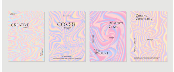 Collection of cover template in holographic design, applicable to brochure cover, poster and promotion