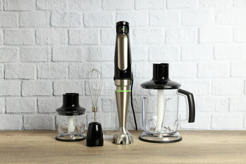 Concept of cooking food with blender, cooking accessories