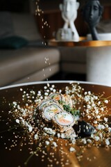 fried rolls with salmon
