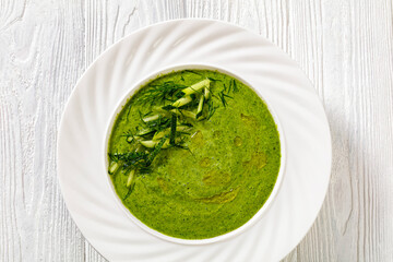 Tarator, summer cold cucumber soup in bowl