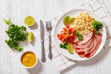 roast beef fillet with quinoa and tomato salsa