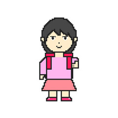 Elementary school girl doing pixel art good