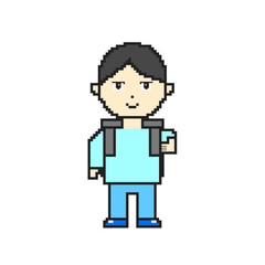Elementary school boy doing pixel art good