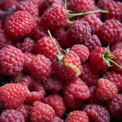square photo  raspberries for social media Fresh organic raspberries background for postcard, social media banner 1x1