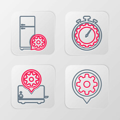 Set line Setting, Toaster setting, Time management and Refrigerator icon. Vector