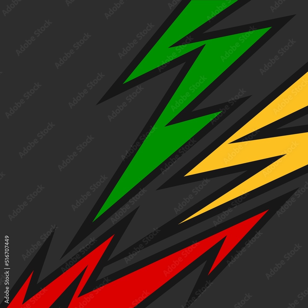 Poster minimalist background with sharp and arrow pattern and with some copy space area and jamaican color 