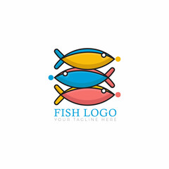 Flat Creative Fish Logo Design vector