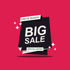 Sale banner template design background with black white and pink geometric.