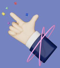 3D illustration hand pose go