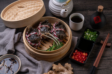 Steamed hairy crab, a traditional Chinese cuisine