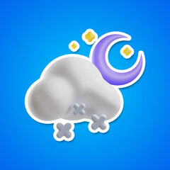 weather icon 3d rendering sticker on isolated background