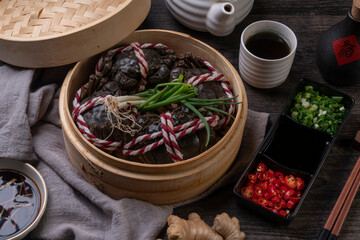 Steamed hairy crab, a traditional Chinese cuisine