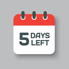 Countdown daily page calendar icon - 5 days left