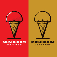 mushroom ice cream art illustration