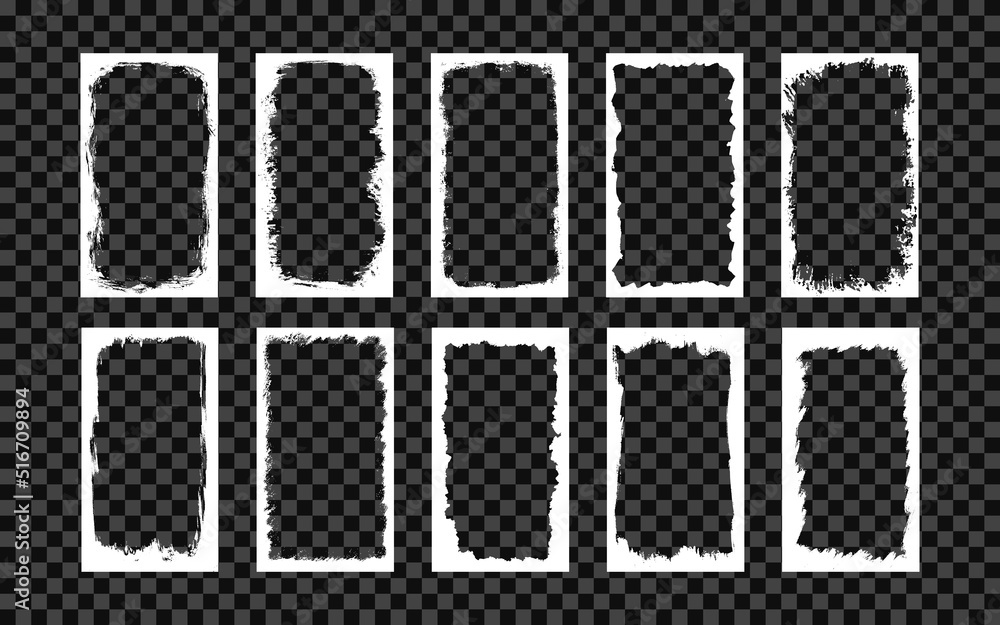 Poster grunge frames for photo collage, stories and social network media. template with brush stroke. recta