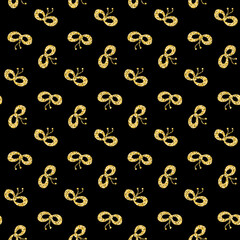 Gold bow seamless pattern gold black glitter shimmer ribbon bow for scrapbook design