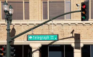 street sign Telegraph in Oakland, USA