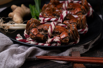 Steamed hairy crab, a traditional Chinese cuisine