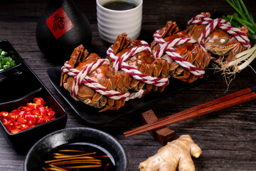 Steamed hairy crab, a traditional Chinese cuisine