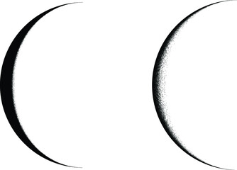 Half Circle Brush Stroke Border Frame . Grunge Element for your Design . Moon logo . Noise texture .Dispersion effect . Moon phase .Vector illustration © miloje