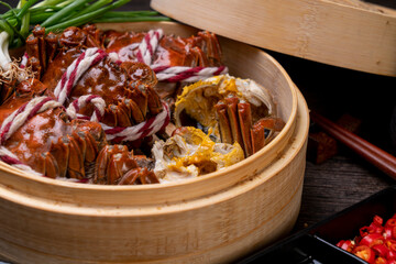 Steamed hairy crab, a traditional Chinese cuisine