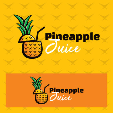 Pineapple juice logo illustration