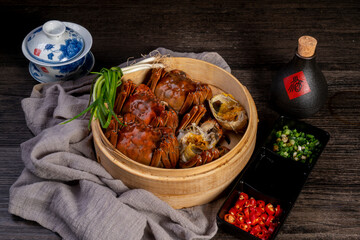 Steamed hairy crab, a traditional Chinese cuisine