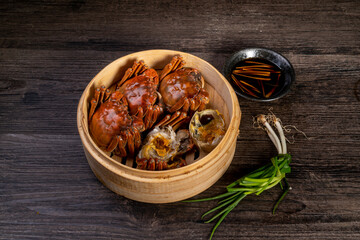 Steamed hairy crab, a traditional Chinese cuisine