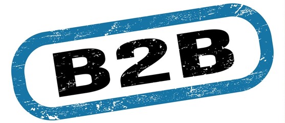 B2B, text written on blue-black stamp sign.
