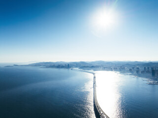 Aerial view of cross-sea bridge