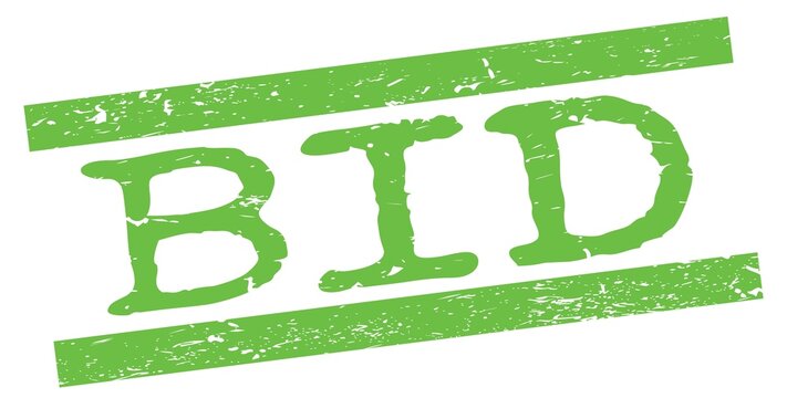 BID text on green lines stamp sign.