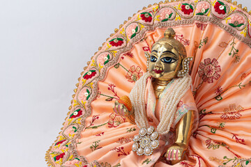 Bal Krishna Laddu Gopal Brass Statue with beautiful Cloths and Jewelry Krishna Janmashtami 