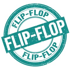 FLIP-FLOP text written on blue round stamp sign