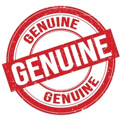 GENUINE text written on red round stamp sign