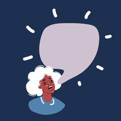 Cartoon vector illustration of screaming black woman speech buble