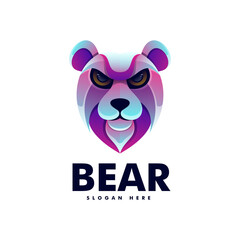 Vector Logo Illustration Bear Gradient Colorful Style.