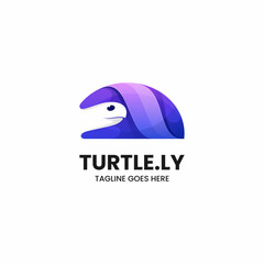 Vector Logo Illustration Turtle Gradient Colorful Style.