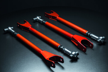suspension levers custom for sports cars red in powder paint