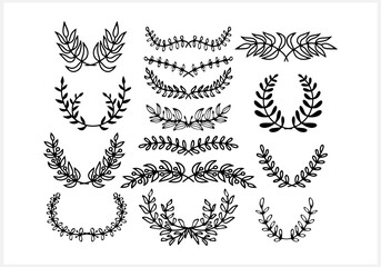 Wreath icon isolated. Eco clip art. Branch with leaf. Frame, border. Vector stock illustration. EPS 10