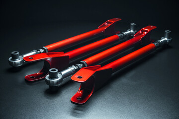 suspension levers custom for sports cars red in powder paint