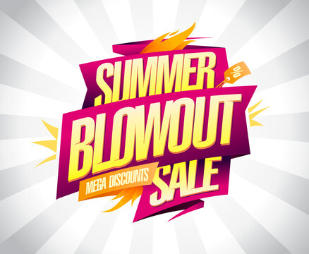 Summer blowout sale, mega discounts, vector advertising web banner