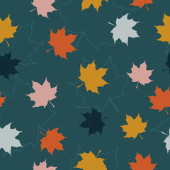 Maple leaves seamless pattern. Vector image.
