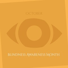 Square image of blindness awareness month text over shapes and yellow background