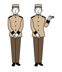 案内をするホテル従業員