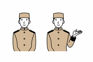 案内をするホテル従業員